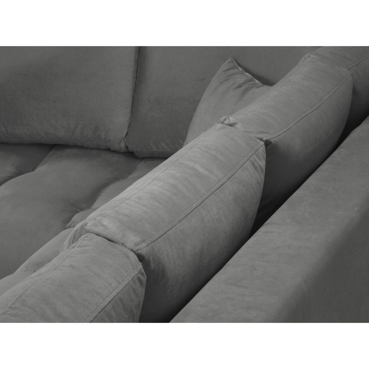 Hastings 5-Sitzer Ecksofa, Linke Seite, aus Samt in Grau (Fancy 90), 301x216x75 cm von Cosmopolitan Design – Bild 7