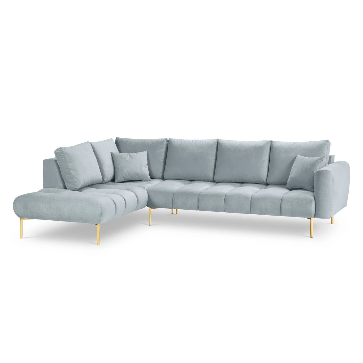 Hastings 5-Sitzer Ecksofa, Linke Seite, aus Samt in Hellblau (Fancy 85), 301x216x75 cm von Cosmopolitan Design – Bild 1