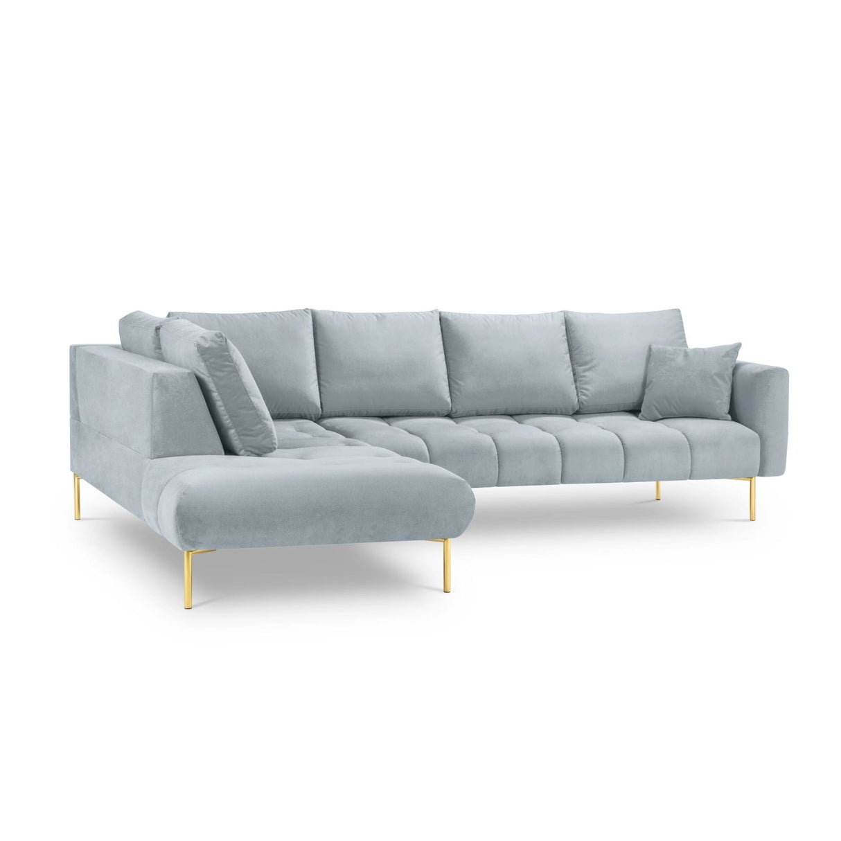 Hastings 5-Sitzer Ecksofa, Linke Seite, aus Samt in Hellblau (Fancy 85), 301x216x75 cm von Cosmopolitan Design – Bild 4