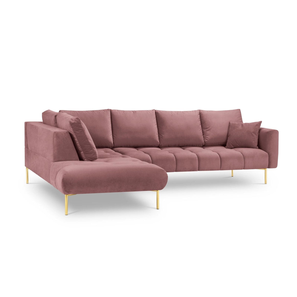 Hastings 5-Sitzer Ecksofa, Linke Seite, aus Samt in Rosa (Fancy 63), 301x216x75 cm von Cosmopolitan Design – Bild 4