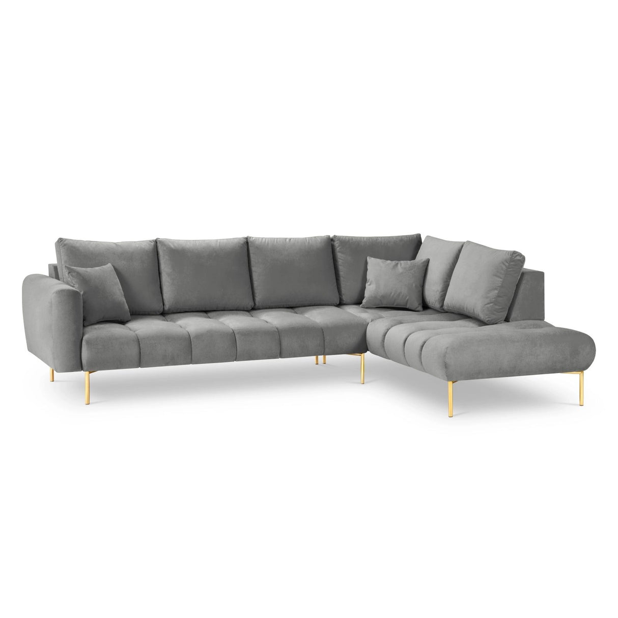 Hastings 5-Sitzer Ecksofa, Rechte Seite, aus Samt in Grau (Fancy 90), 301x216x75 cm von Cosmopolitan Design – Bild 1