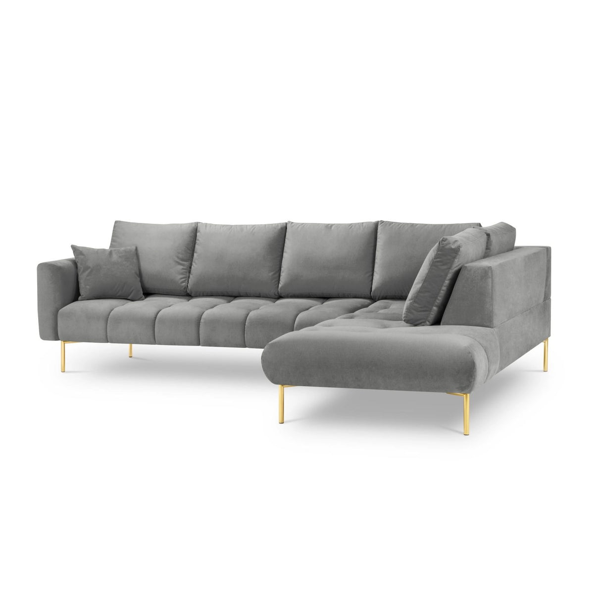 Hastings 5-Sitzer Ecksofa, Rechte Seite, aus Samt in Grau (Fancy 90), 301x216x75 cm von Cosmopolitan Design – Bild 4