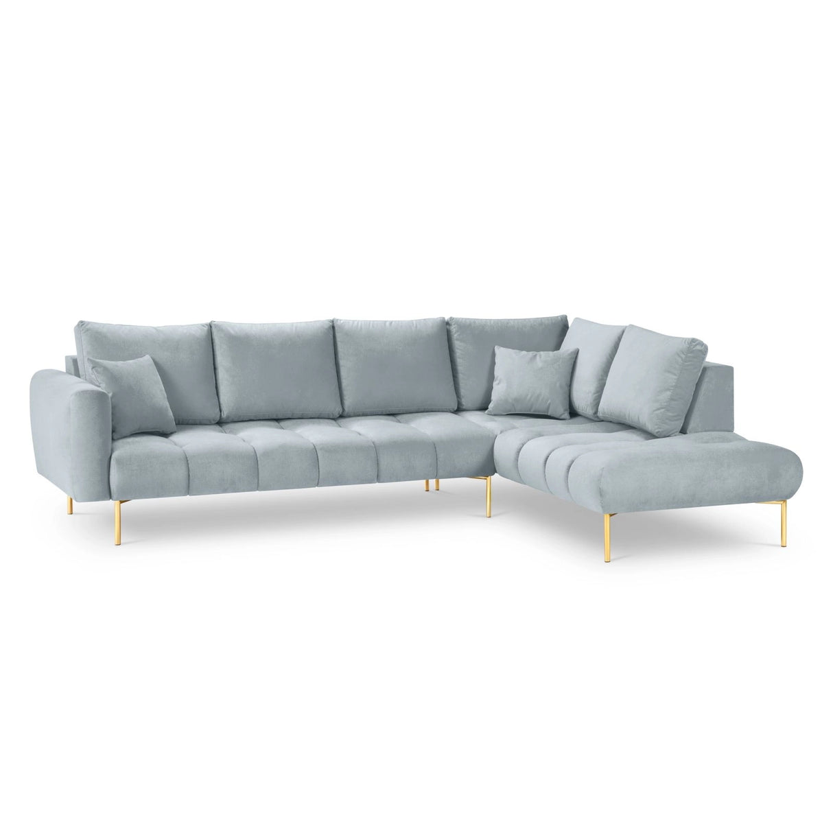 Hastings 5-Sitzer Ecksofa, Rechte Seite, aus Samt in Hellblau (Fancy 85), 301x216x75 cm von Cosmopolitan Design – Bild 1