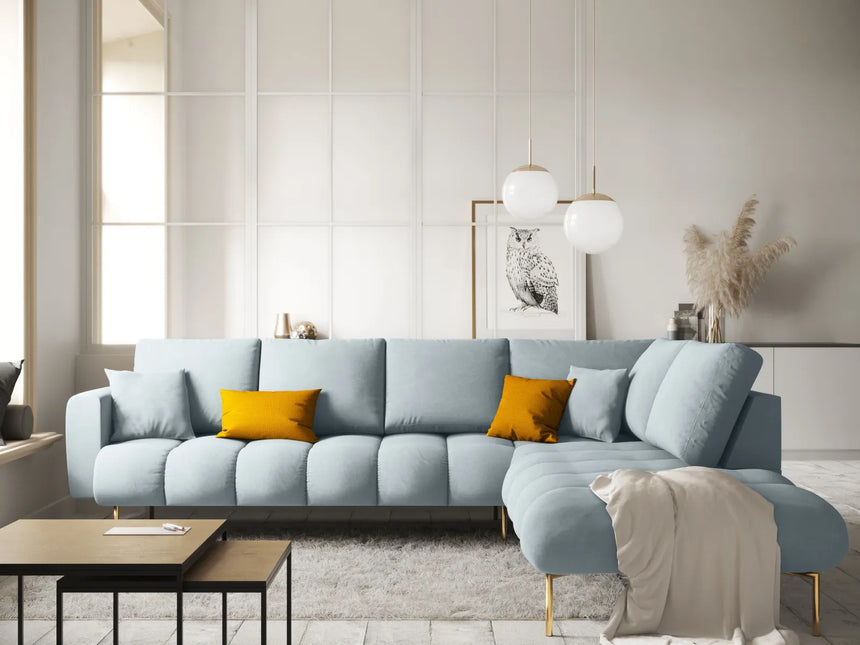 Hastings 5-Sitzer Ecksofa, Rechte Seite, aus Samt in Hellblau (Fancy 85), 301x216x75 cm von Cosmopolitan Design – Bild 2