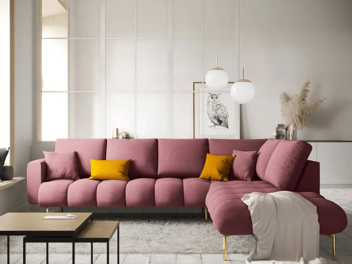 Hastings 5-Sitzer Ecksofa, Rechte Seite, aus Samt in Rosa (Fancy 63), 301x216x75 cm von Cosmopolitan Design – Bild 2