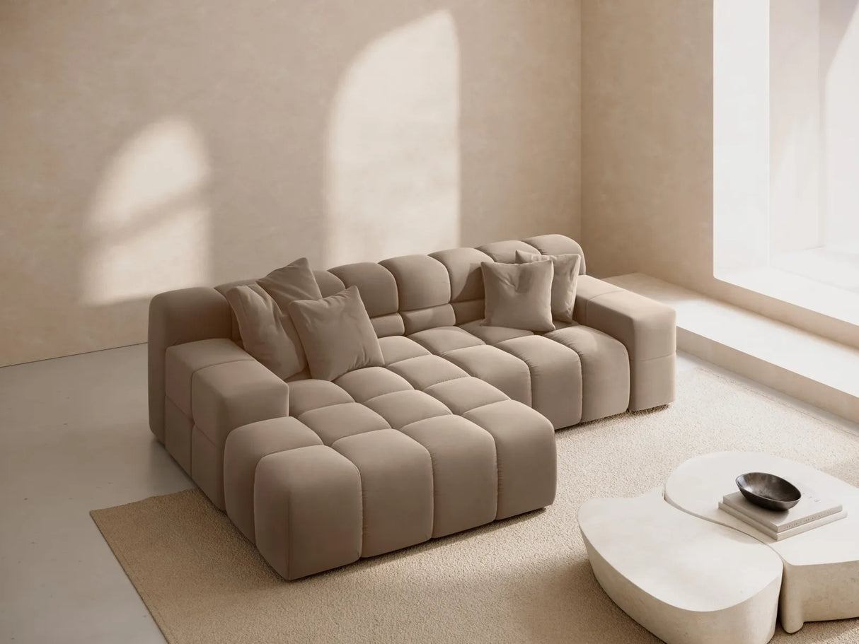 Hawaii 2-Sitzer Ecksofa, Linke Seite, aus Samt in Cappuccino (Magic Velvet 2284), 240x160 cm von Cosmopolitan Design – Bild 2