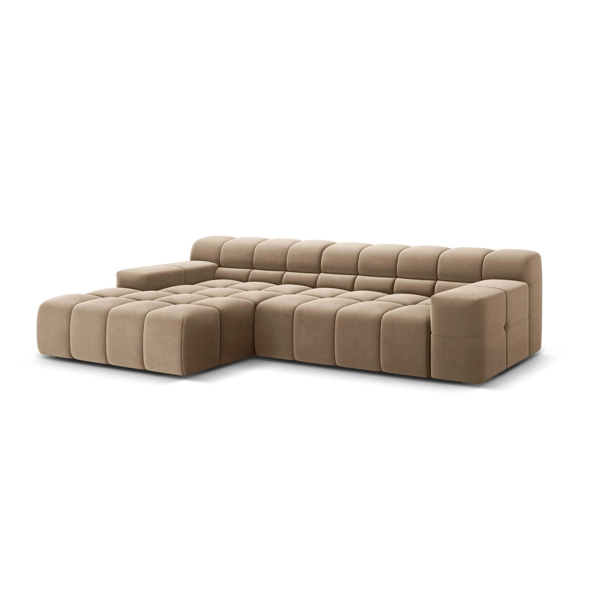 Hawaii 3-Sitzer Ecksofa, Linke Seite, aus Samt in Cappuccino (Magic Velvet 2284), 270x160x75 cm von Cosmopolitan Design – Bild 4