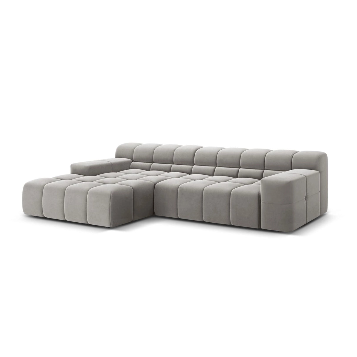 Hawaii 3-Sitzer Ecksofa, Linke Seite, aus Samt in Silber (Magic Velvet 2218), 270x160x75 cm von Cosmopolitan Design – Bild 4