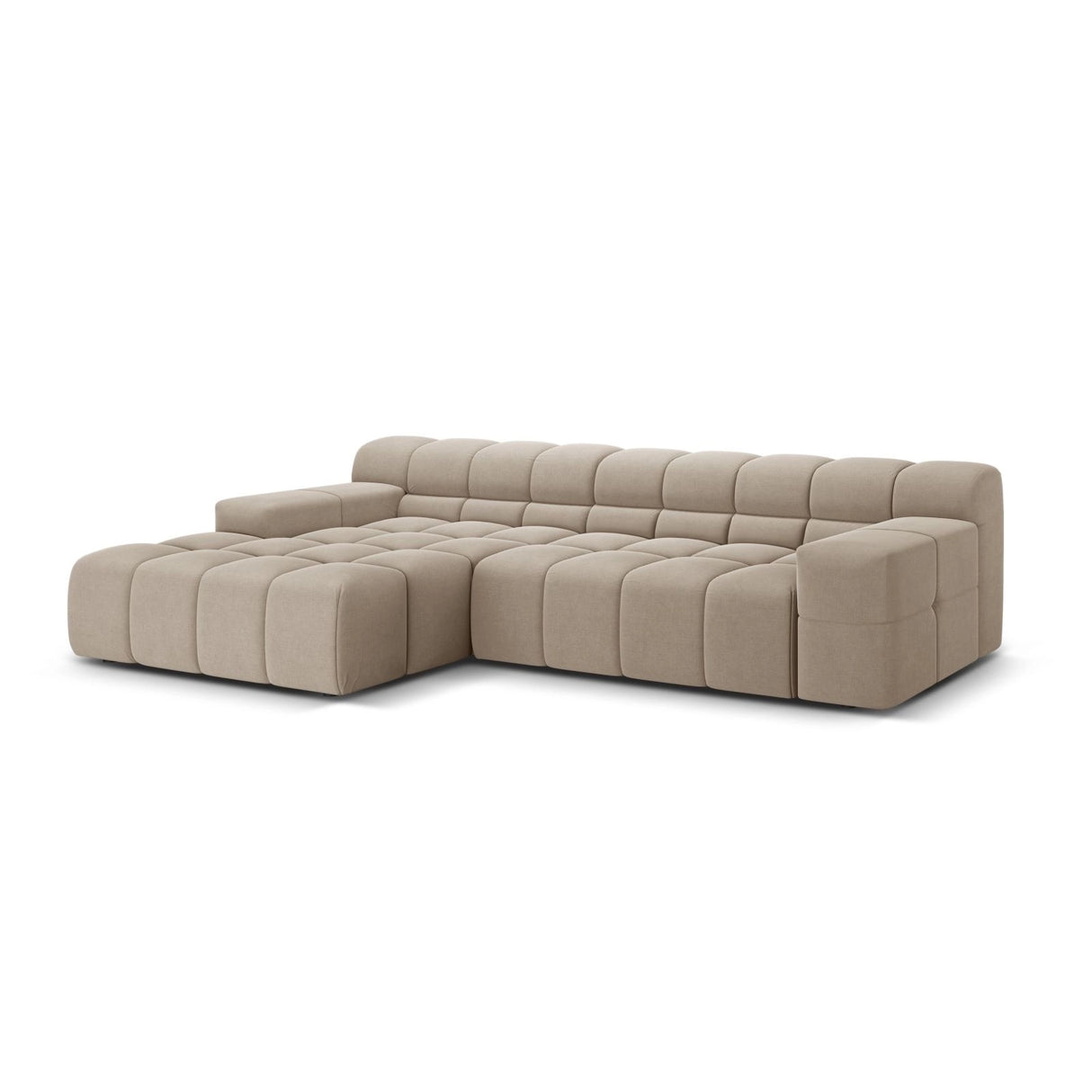 Hawaii 3-Sitzer Ecksofa, Linke Seite, aus Strukturierter Stoff in Cappuccino (Moly 11), 270x160x75 cm von Cosmopolitan Design – Bild 4