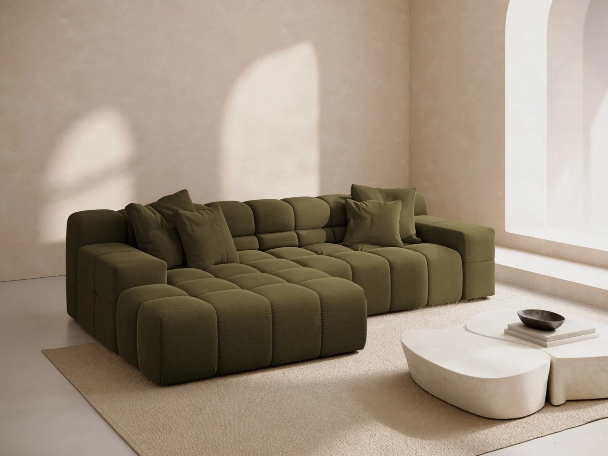 Hawaii 3-Sitzer Ecksofa, Linke Seite, aus Strukturierter Stoff in Grün (Moly 38), 270x160x75 cm von Cosmopolitan Design – Bild 2