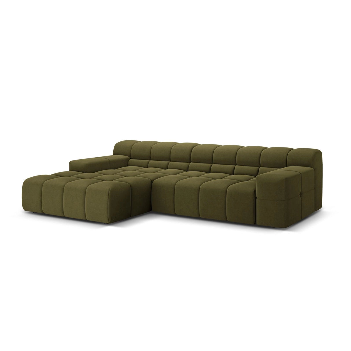 Hawaii 3-Sitzer Ecksofa, Linke Seite, aus Strukturierter Stoff in Grün (Moly 38), 270x160x75 cm von Cosmopolitan Design – Bild 4
