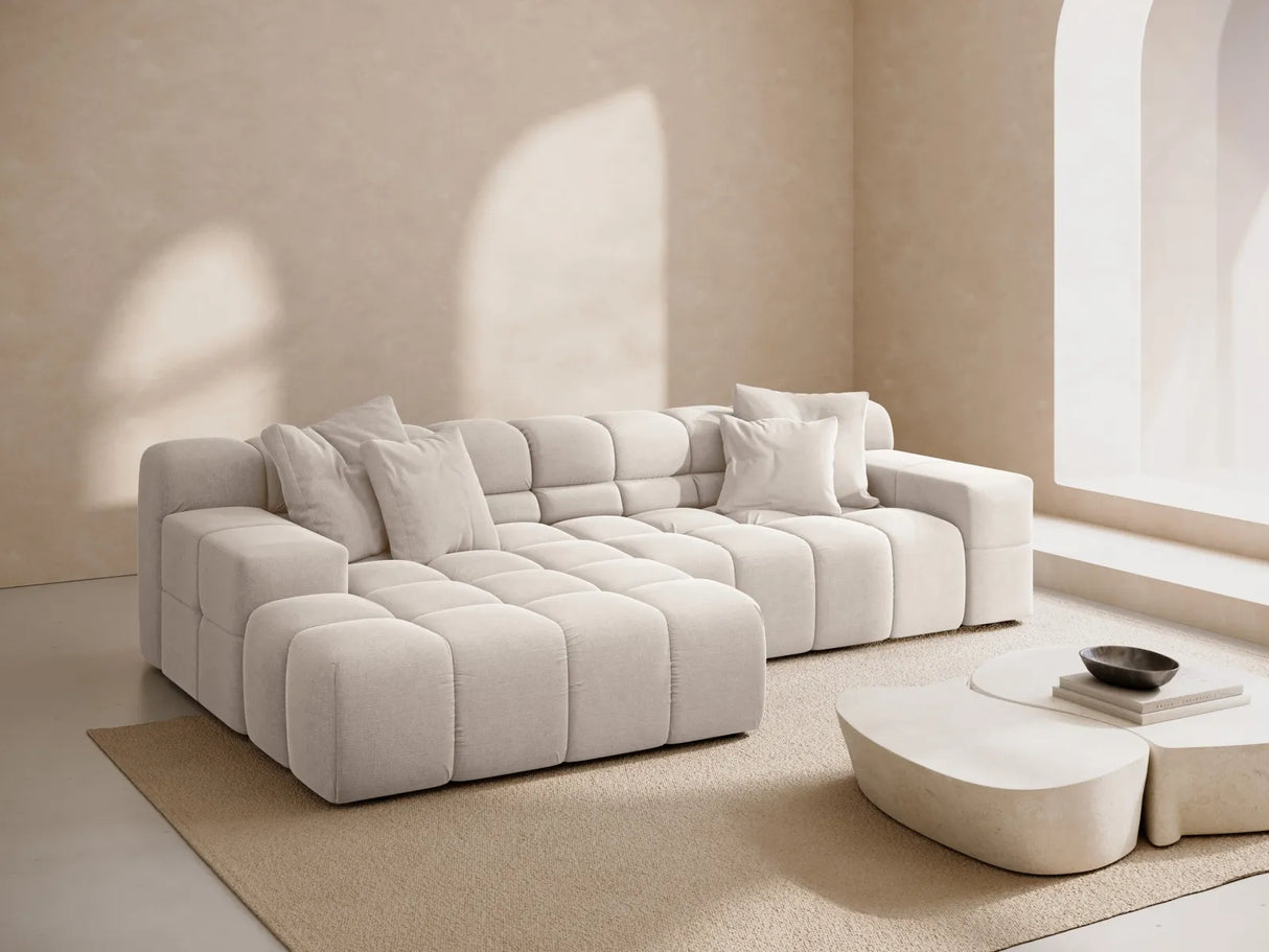 Hawaii 3-Sitzer Ecksofa, Linke Seite, aus Strukturierter Stoff in Hellbeige (Moly 02), 270x160x75 cm von Cosmopolitan Design – Bild 2