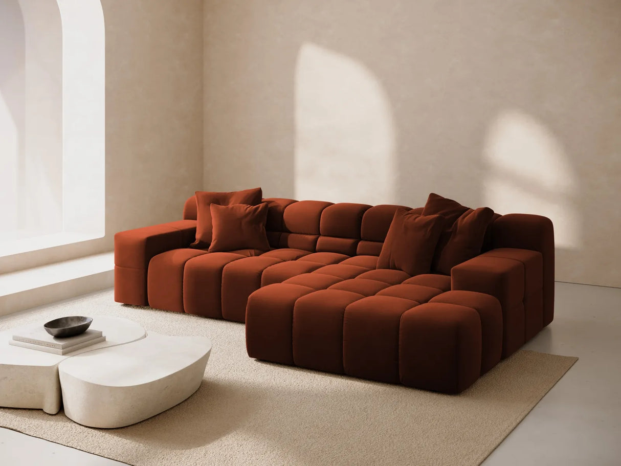 Hawaii 3-Sitzer Ecksofa, Rechte Seite, aus Samt in Rotbraun (Magic Velvet 2285), 270x160x75 cm von Cosmopolitan Design – Bild 2