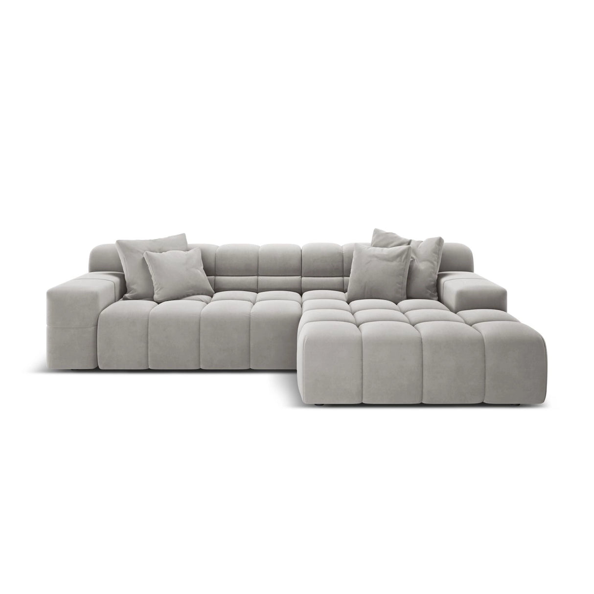 Hawaii 3-Sitzer Ecksofa, Rechte Seite, aus Samt in Silber (Magic Velvet 2218), 270x160x75 cm von Cosmopolitan Design – Bild 1