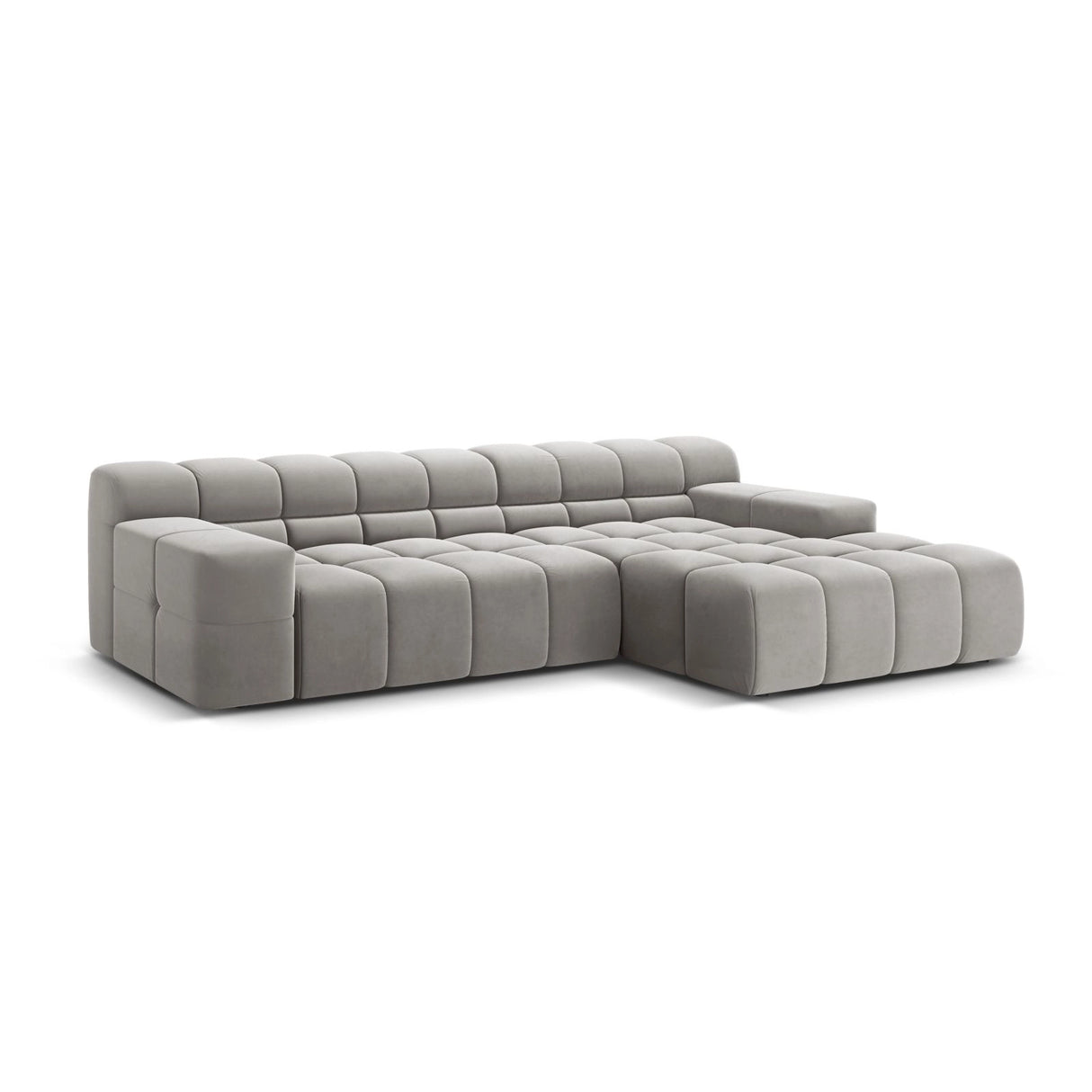 Hawaii 3-Sitzer Ecksofa, Rechte Seite, aus Samt in Silber (Magic Velvet 2218), 270x160x75 cm von Cosmopolitan Design – Bild 4