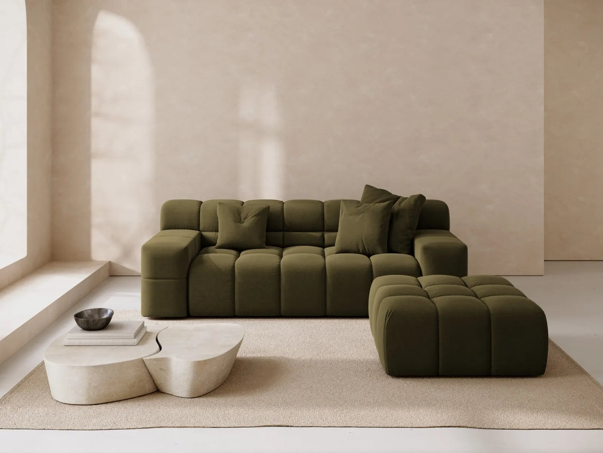 Hawaii Pouf aus Strukturierter Stoff in Grün (Moly 38), 90x100x38 cm von Cosmopolitan Design – Bild 2