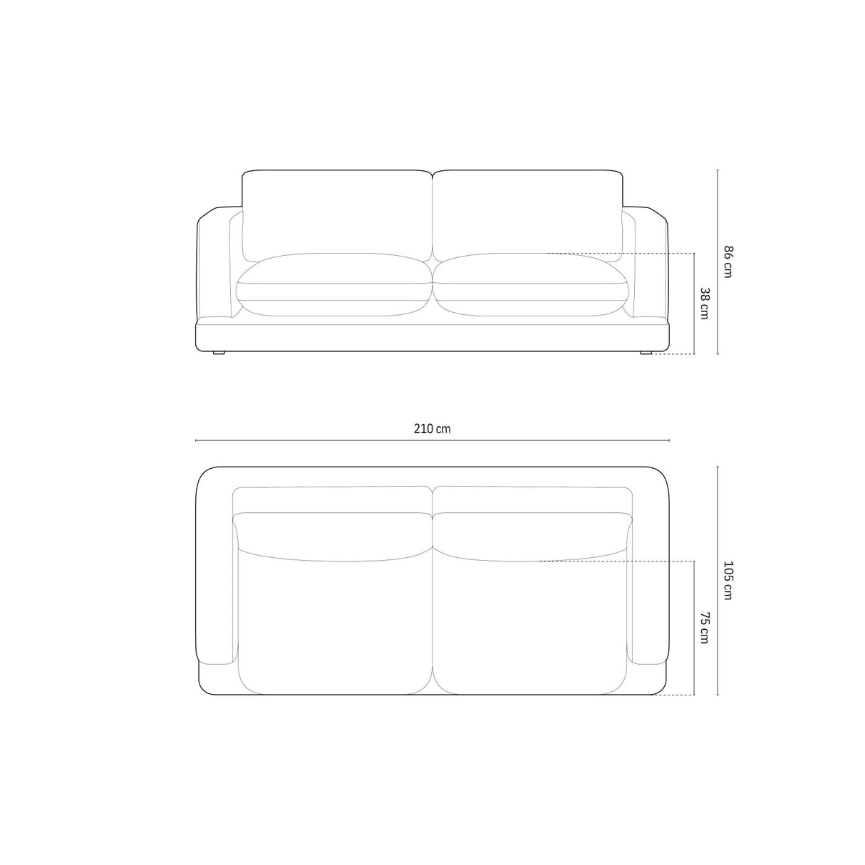 Ibiza 3-Sitzer Sofa aus Strukturierter Stoff in Warmes Grau (Wind 82), 210x105x86 cm von Cosmopolitan Design – Bild 3