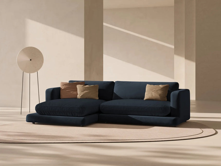 Ibiza 4-Sitzer Ecksofa, Linke Seite, aus Samt in Dunkelblau (Riviera 79), 270x170x86 cm von Cosmopolitan Design – Bild 2