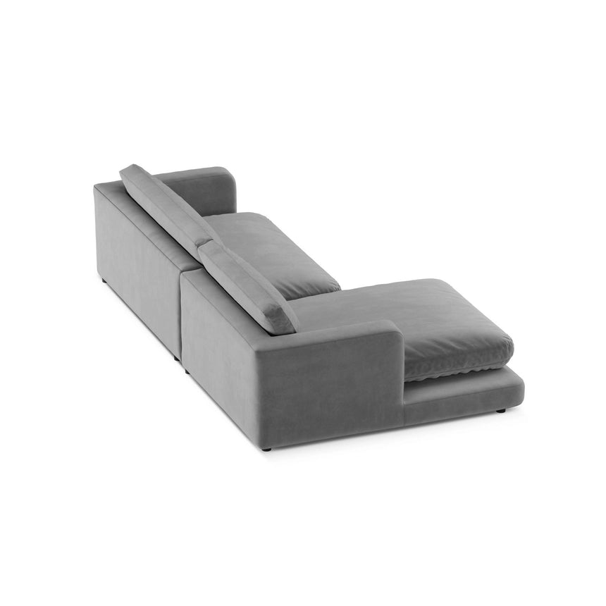 Ibiza 4-Sitzer Ecksofa, Linke Seite, aus Samt in Hellgrau (Riviera 91), 270x170x86 cm von Cosmopolitan Design – Bild 5