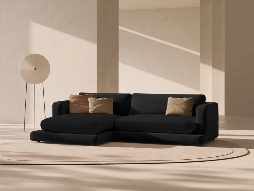 Ibiza 4-Sitzer Ecksofa, Linke Seite, aus Samt in Schwarz (Riviera 100), 270x170x86 cm von Cosmopolitan Design – Bild 2