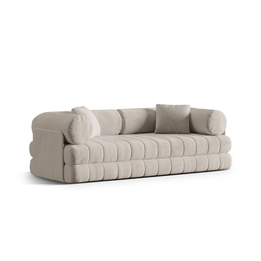 Kemi 3-Sitzer Sofa aus Samt in Beige (Salvador 1), 206x95x70 cm von Cosmopolitan Design – Bild 4