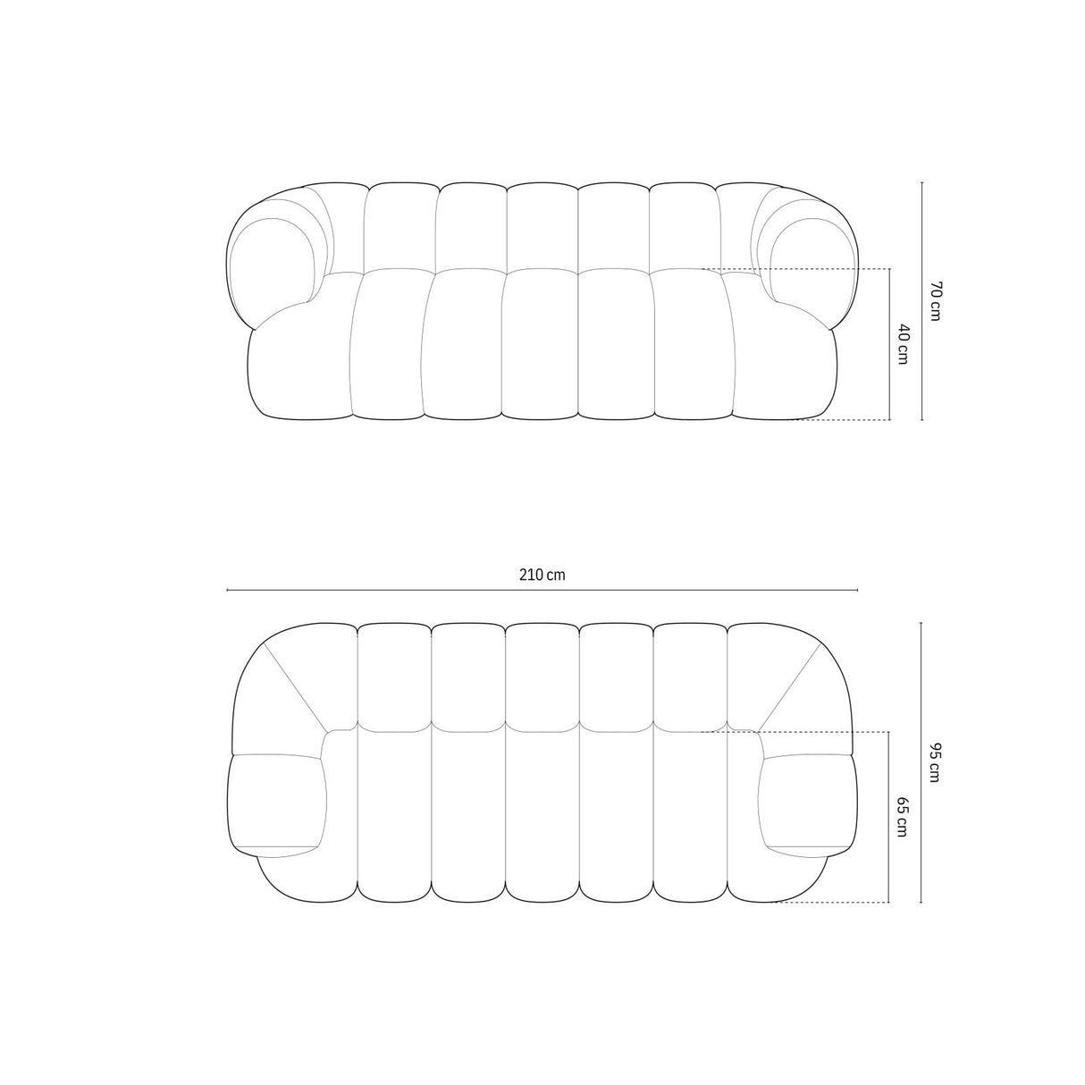 Koge 3-Sitzer Sofa aus Chenille in Ziegelstein (Eden 10 Terra), 210x95x70 cm von Cosmopolitan Design – Bild 3