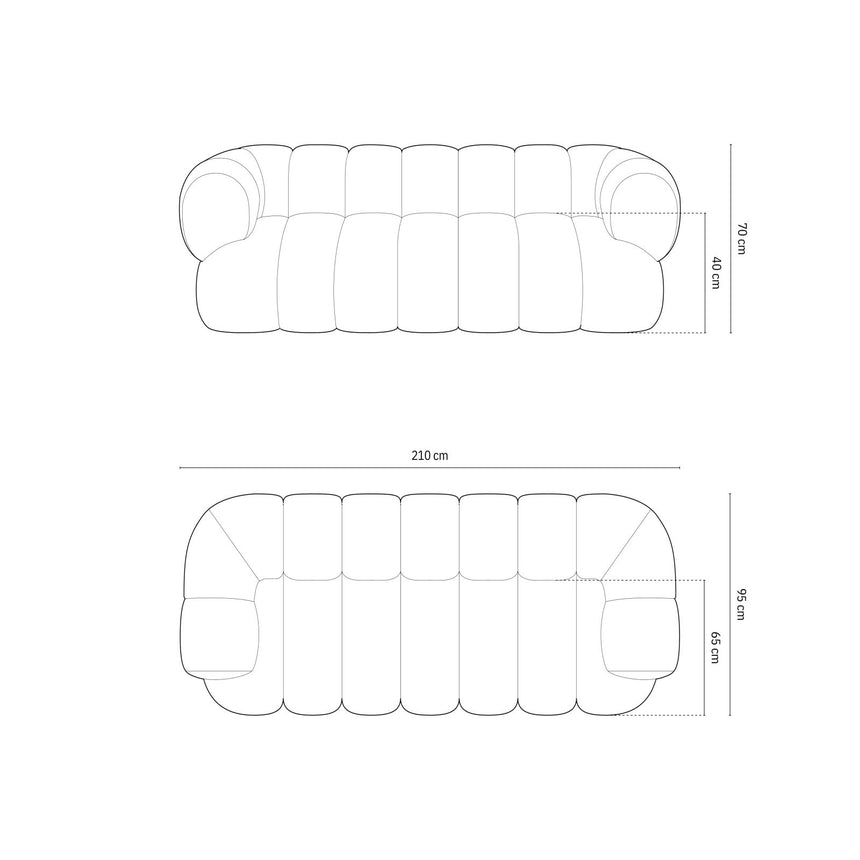Koge 3-Sitzer Sofa aus Samt in Tiefes Petrol (Vogue 13), 210x95x70 cm von Cosmopolitan Design – Bild 3
