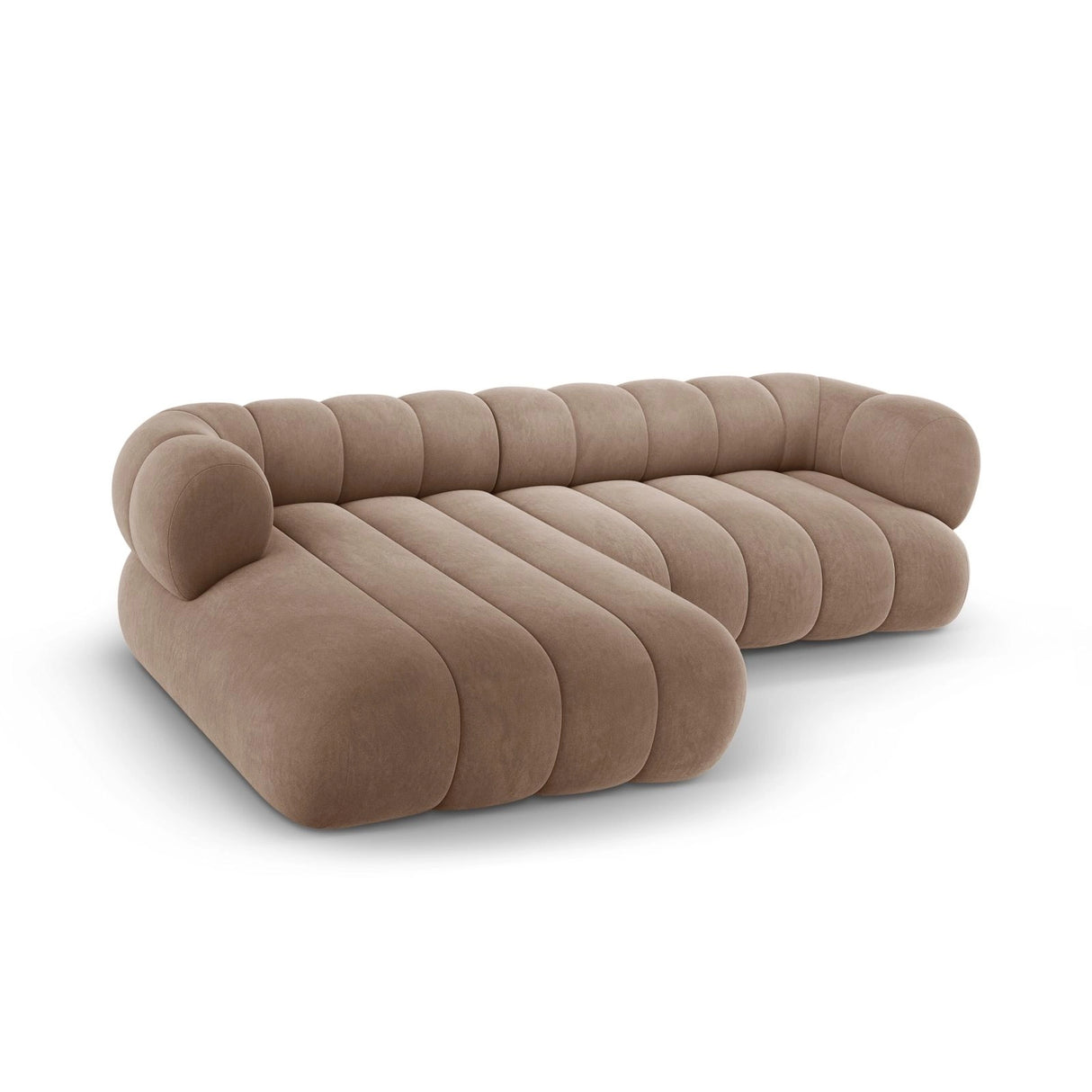 Koge 5-Sitzer Ecksofa, Linke Seite, aus Samt in Dunkelbeige (Vogue 3), 270x165x70 cm von Cosmopolitan Design – Bild 5