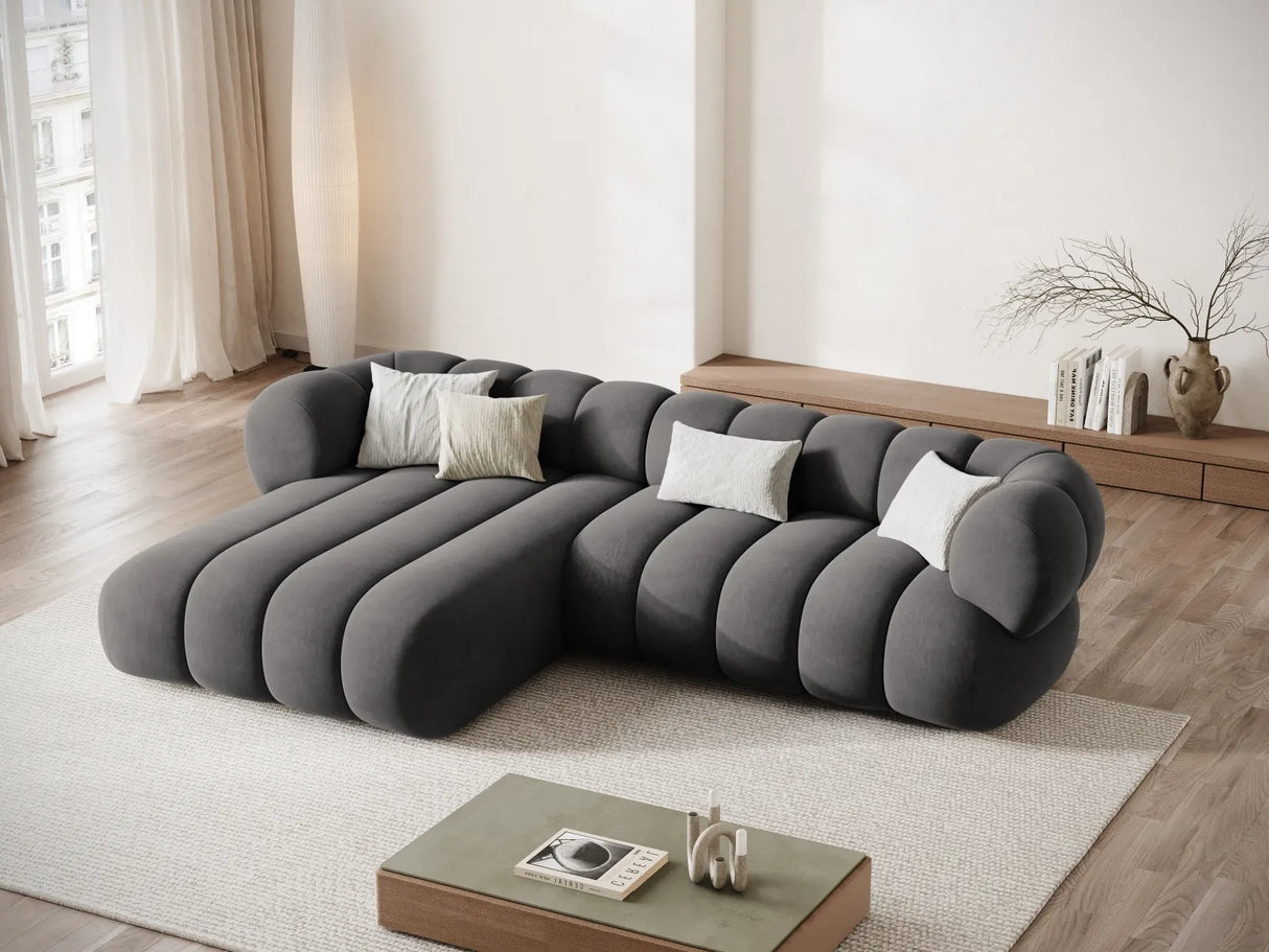Koge 5-Sitzer Ecksofa, Linke Seite, aus Samt in Grau (Vogue 15), 270x165x70 cm von Cosmopolitan Design – Bild 2