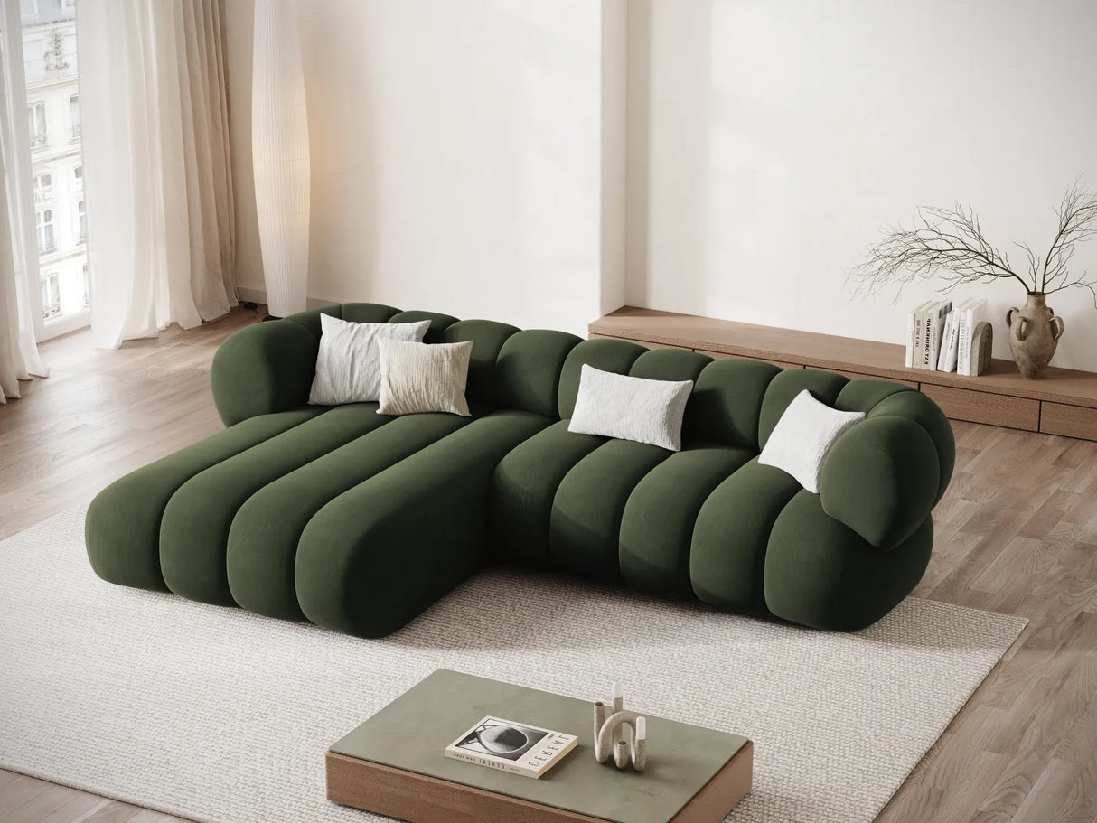 Koge 5-Sitzer Ecksofa, Linke Seite, aus Samt in Grün (Vogue 11), 270x165x70 cm von Cosmopolitan Design – Bild 2