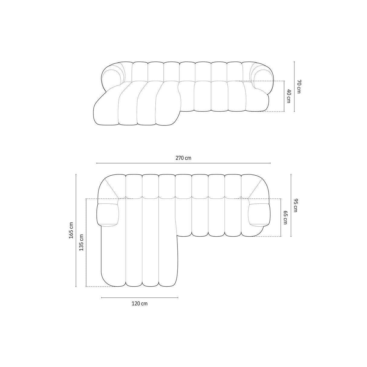 Koge 5-Sitzer Ecksofa, Linke Seite, aus Samt in Grün (Vogue 11), 270x165x70 cm von Cosmopolitan Design – Bild 3