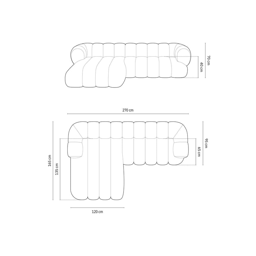 Koge 5-Sitzer Ecksofa, Linke Seite, aus Samt in Grün (Vogue 11), 270x165x70 cm von Cosmopolitan Design – Bild 3
