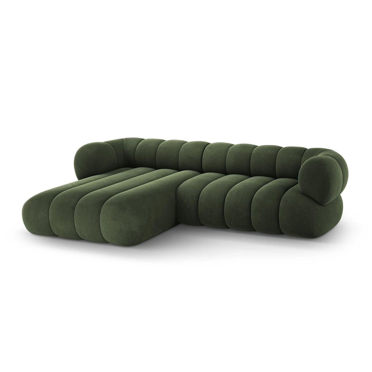 Koge 5-Sitzer Ecksofa, Linke Seite, aus Samt in Grün (Vogue 11), 270x165x70 cm von Cosmopolitan Design – Bild 4