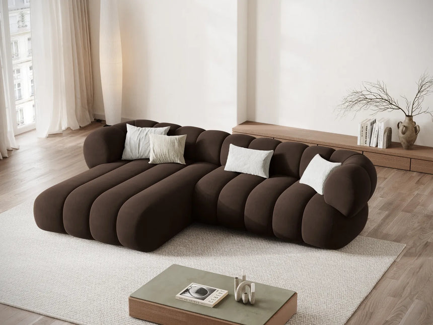 Koge 5-Sitzer Ecksofa, Linke Seite, aus Samt in Schokolade (Vogue 6), 270x165x70 cm von Cosmopolitan Design – Bild 2