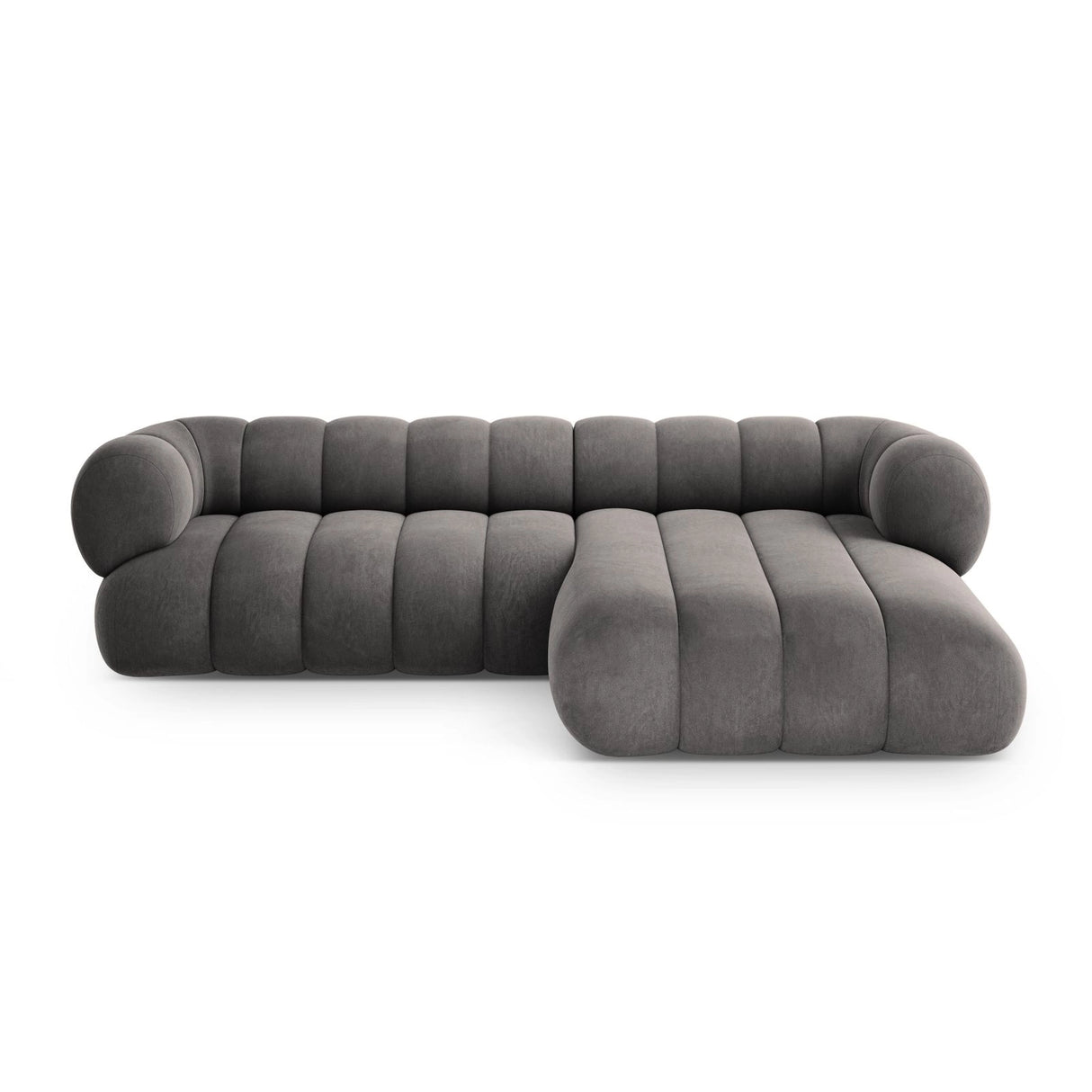 Koge 5-Sitzer Ecksofa, Rechte Seite, aus Samt in Grau (Vogue 15), 270x165x70 cm von Cosmopolitan Design – Bild 1