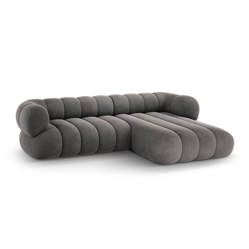 Koge 5-Sitzer Ecksofa, Rechte Seite, aus Samt in Grau (Vogue 15), 270x165x70 cm von Cosmopolitan Design – Bild 4