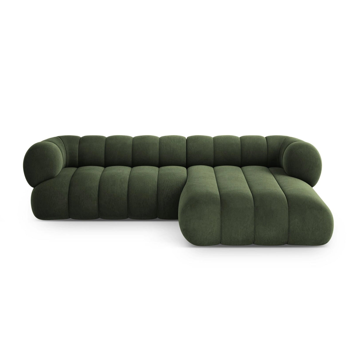 Koge 5-Sitzer Ecksofa, Rechte Seite, aus Samt in Grün (Vogue 11), 270x165x70 cm von Cosmopolitan Design – Bild 1