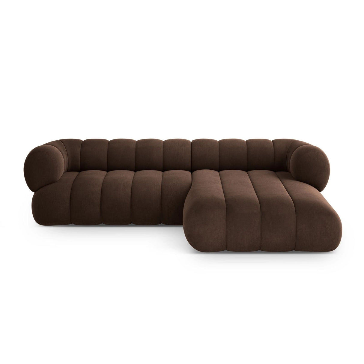 Koge 5-Sitzer Ecksofa, Rechte Seite, aus Samt in Schokolade (Vogue 6), 270x165x70 cm von Cosmopolitan Design – Bild 1