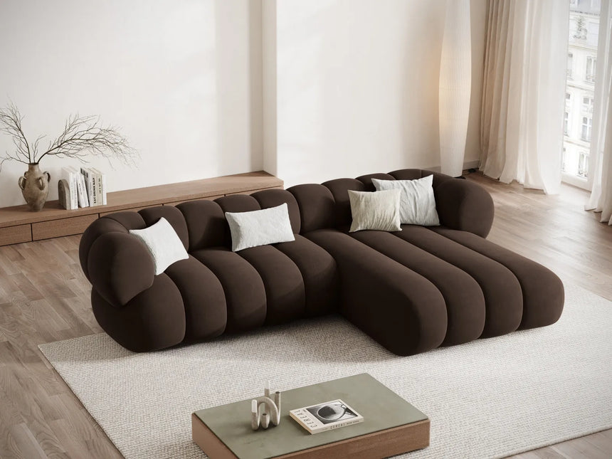 Koge 5-Sitzer Ecksofa, Rechte Seite, aus Samt in Schokolade (Vogue 6), 270x165x70 cm von Cosmopolitan Design – Bild 2