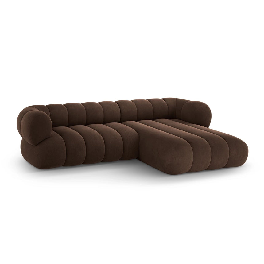 Koge 5-Sitzer Ecksofa, Rechte Seite, aus Samt in Schokolade (Vogue 6), 270x165x70 cm von Cosmopolitan Design – Bild 4