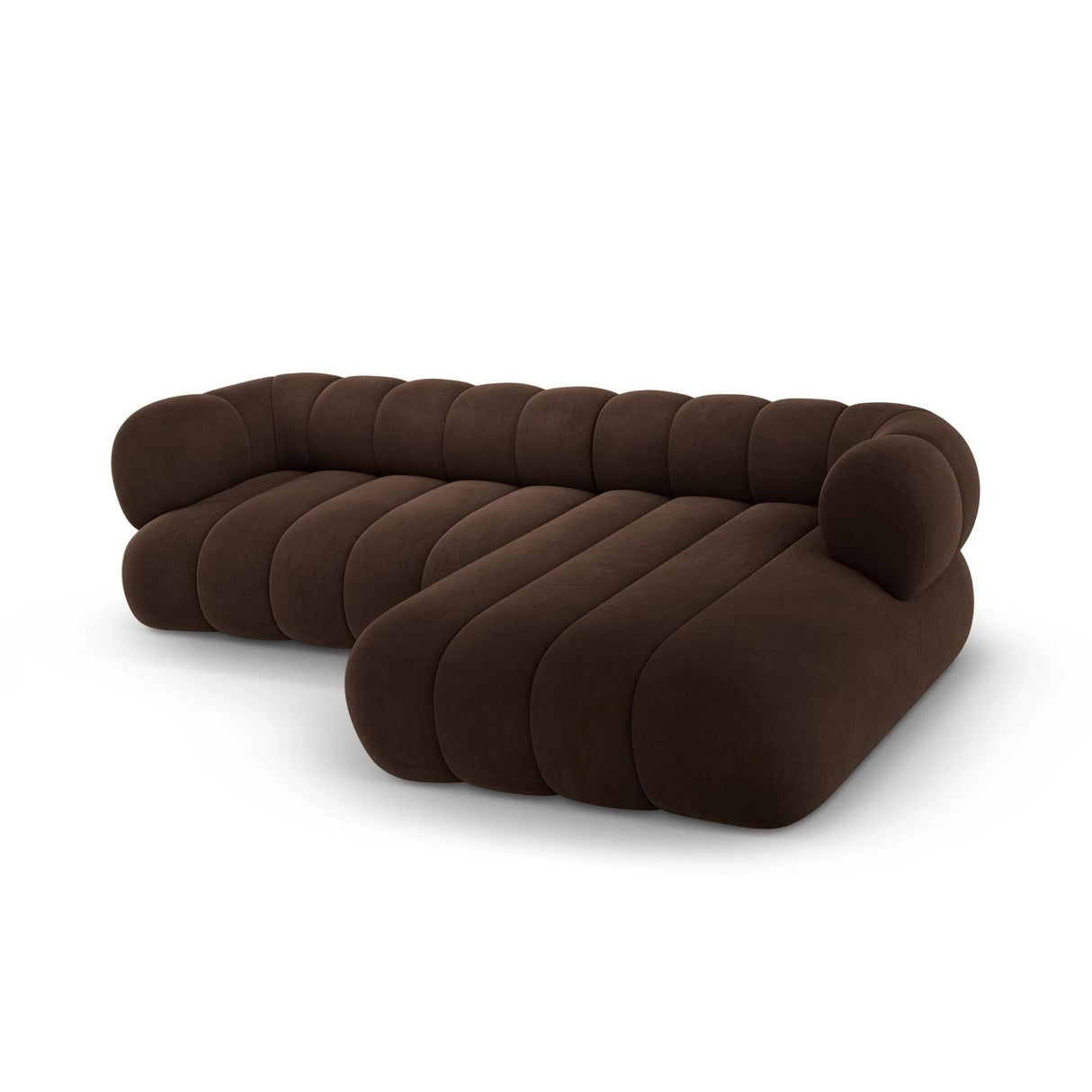 Koge 5-Sitzer Ecksofa, Rechte Seite, aus Samt in Schokolade (Vogue 6), 270x165x70 cm von Cosmopolitan Design – Bild 5