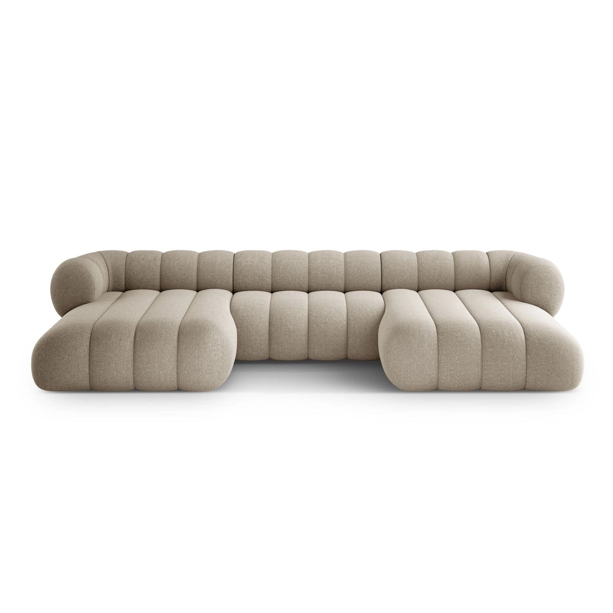 Koge 6-Sitzer Panorama Sofa aus Chenille in Dunkelbeige (Eden 4 Beige), Beine in Schwarzes Plastik, 348x165x70 cm von Cosmopolitan Design – Bild 1