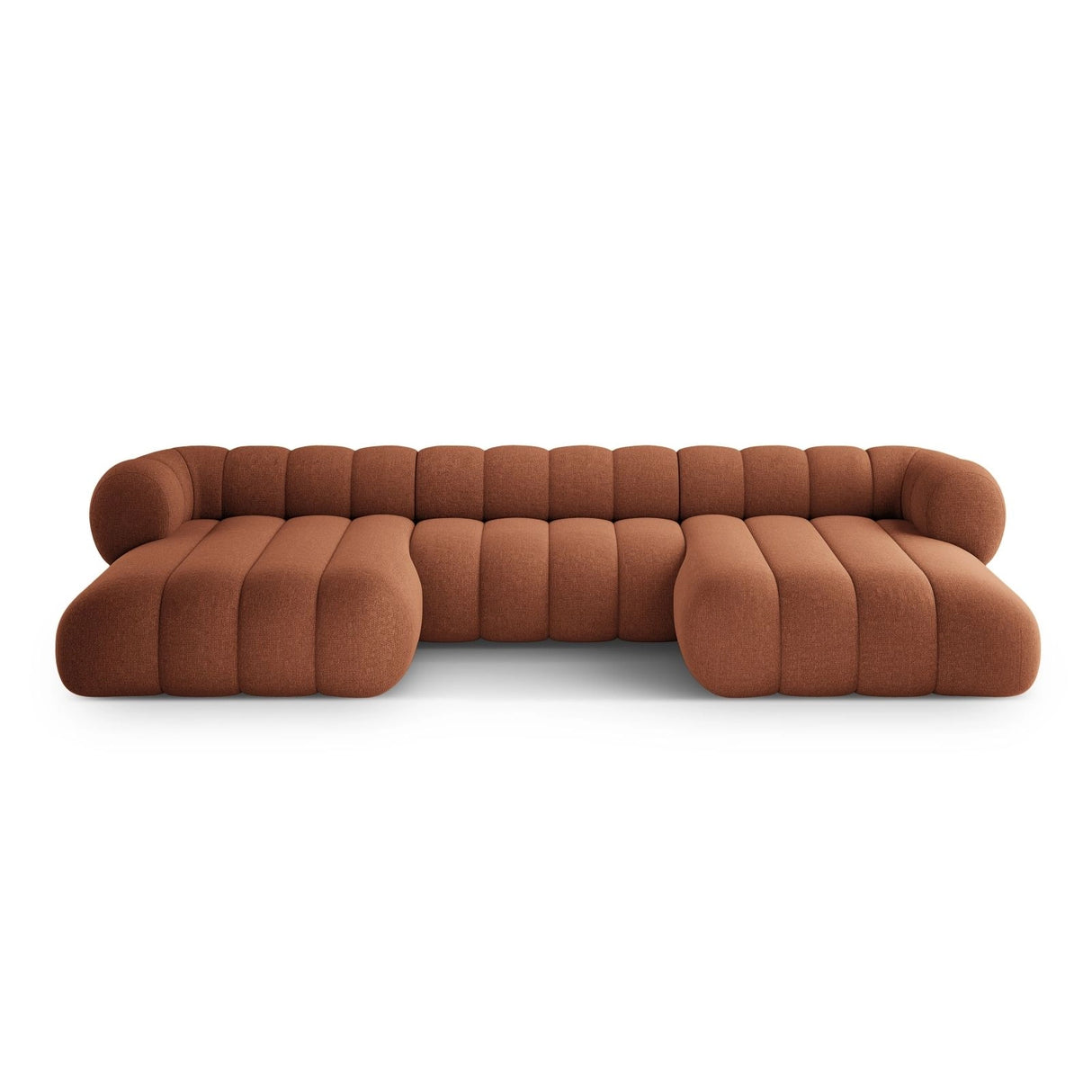 Koge 6-Sitzer Panorama Sofa aus Chenille in Ziegelstein (Eden 10 Terra), Beine in Schwarzes Plastik, 348x165x70 cm von Cosmopolitan Design – Bild 1