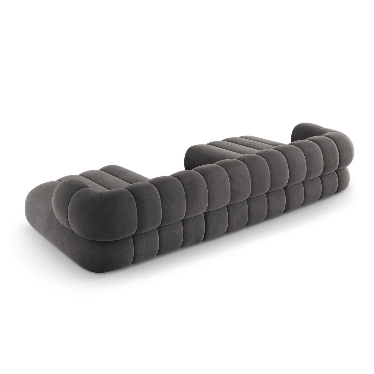 Koge 6-Sitzer Panorama Sofa aus Samt in Grau (Vogue 15), Beine in Schwarzes Plastik, 348x165x70 cm von Cosmopolitan Design – Bild 5