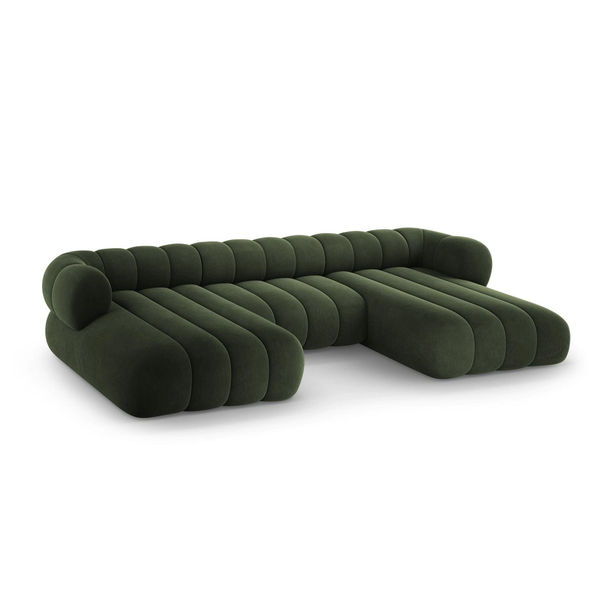 Koge 6-Sitzer Panorama Sofa aus Samt in Grün (Vogue 11), Beine in Schwarzes Plastik, 348x165x70 cm von Cosmopolitan Design – Bild 4