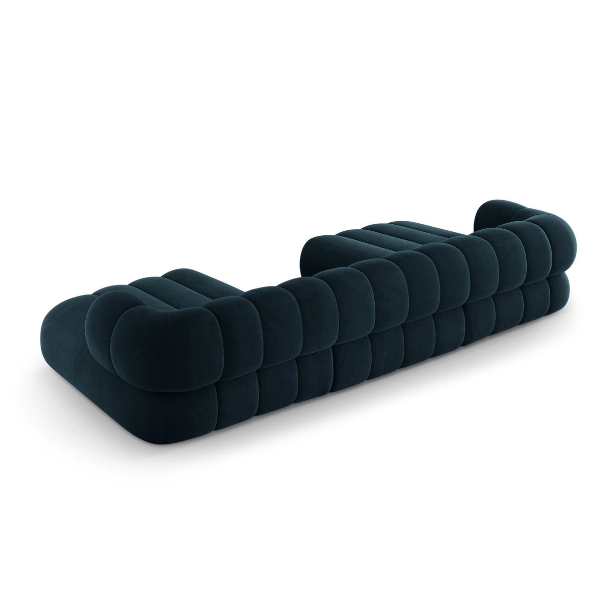 Koge 6-Sitzer Panorama Sofa aus Samt in Tiefes Petrol (Vogue 13), Beine in Schwarzes Plastik, 348x165x70 cm von Cosmopolitan Design – Bild 5