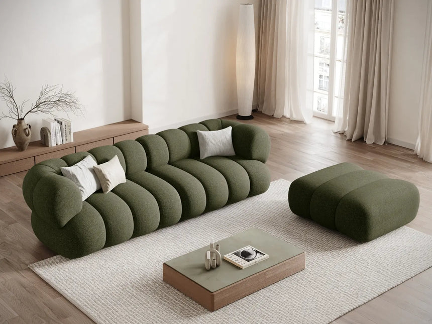 Koge Pouf aus Chenille in Grün (Eden 12 Olive), 95x95x40 cm von Cosmopolitan Design – Bild 2