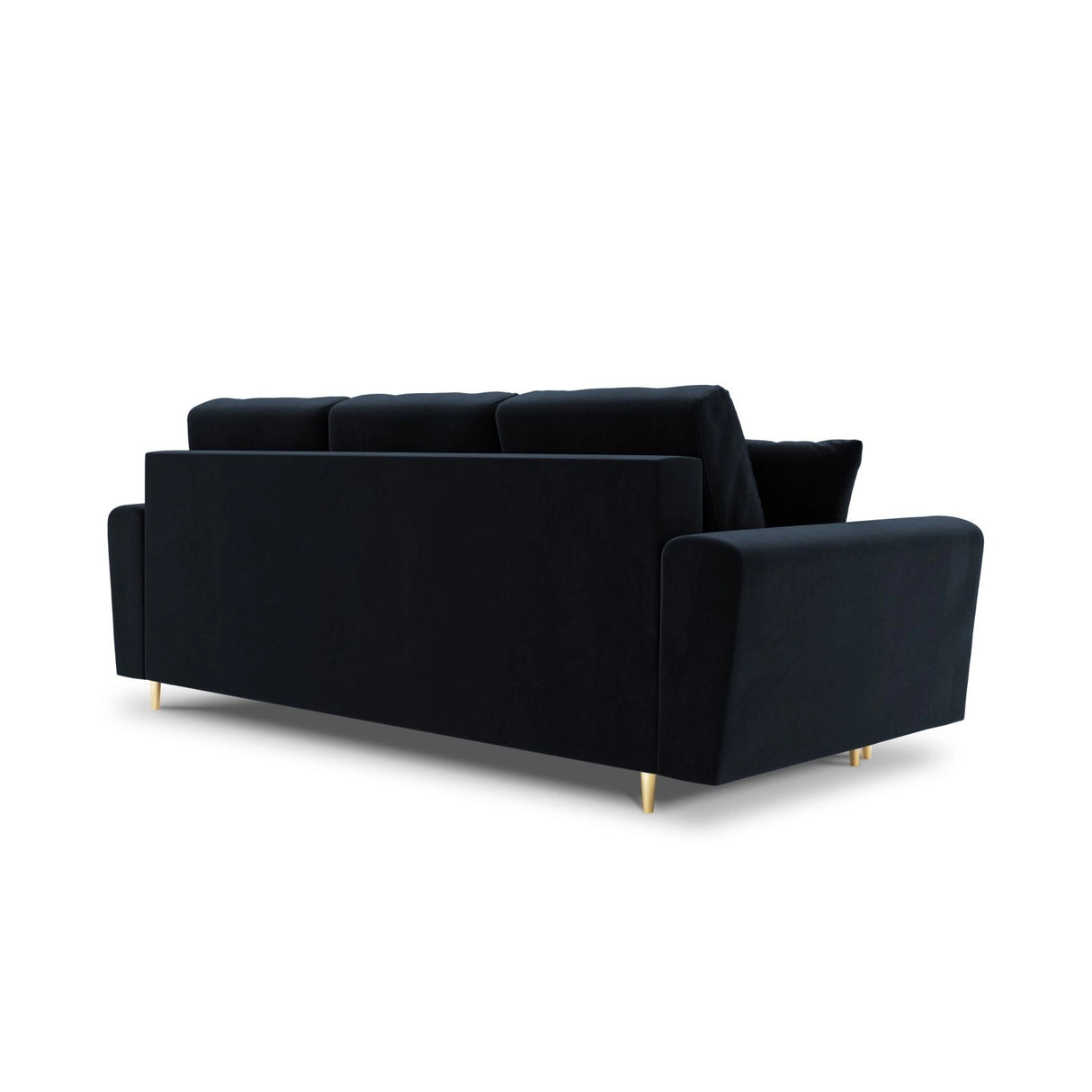 Kyoto 3-Sitzer Sofa mit Schlaffunktion und Stauraum, aus Samt in Dunkelblau (Riviera 79), 235x100x88 cm von Cosmopolitan Design – Bild 4