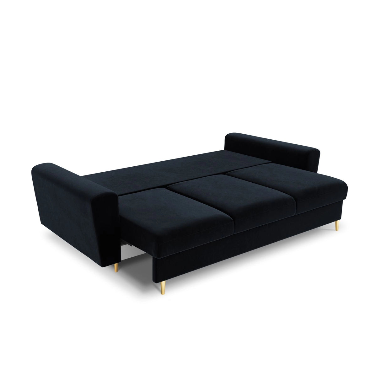 Kyoto 3-Sitzer Sofa mit Schlaffunktion und Stauraum, aus Samt in Dunkelblau (Riviera 79), 235x100x88 cm von Cosmopolitan Design – Bild 5