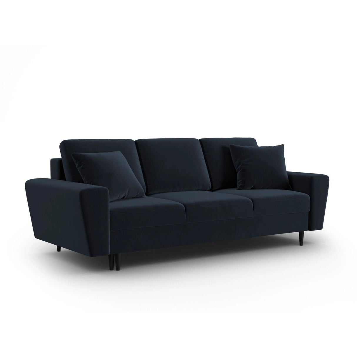 Kyoto 3-Sitzer Sofa mit Schlaffunktion und Stauraum, aus Samt in Dunkelblau (Riviera 79), 235x100x88 cm von Cosmopolitan Design – Bild 3
